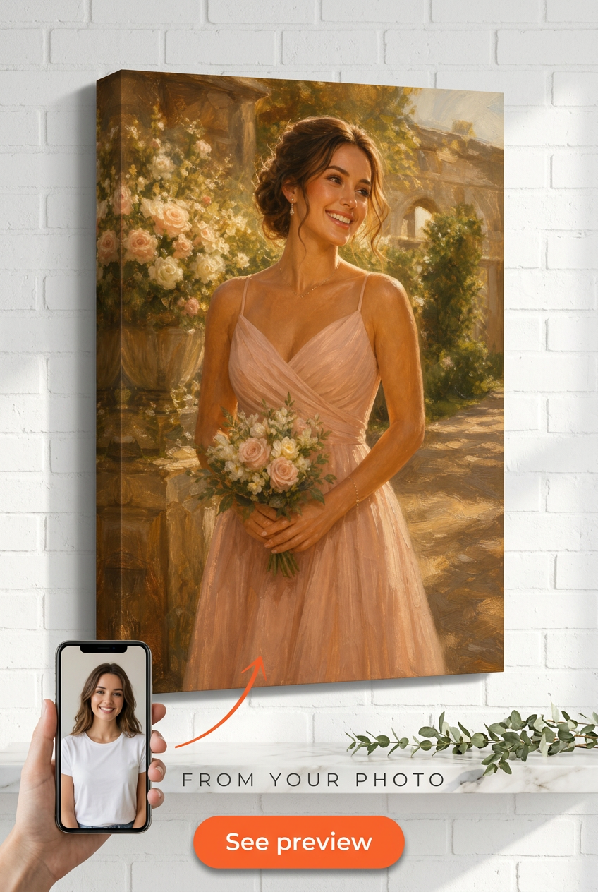 Bridesmaid Gift — Romantic Floral Canvas from Photo