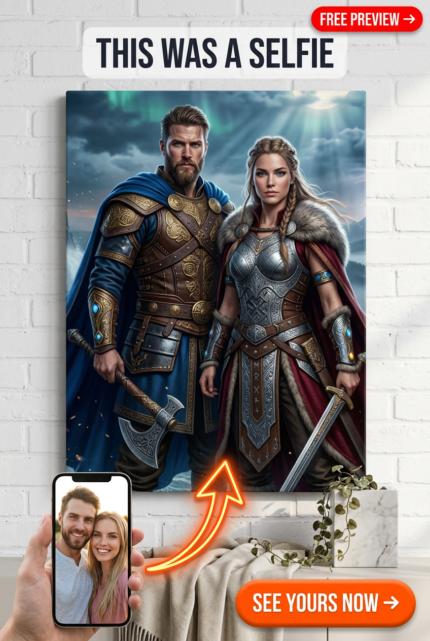 Epicki Portret Pary Wikingów: Legenda Valhalli