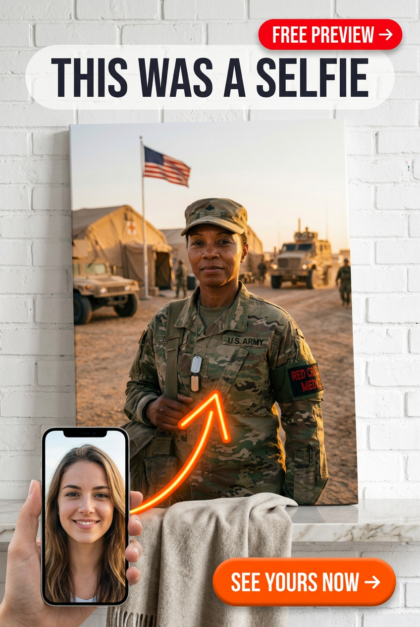 Custom Military Man Portrait — Heroic Canvas for Woman