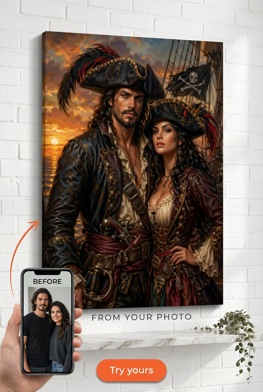Pirate-Themed Custom Portrait from Photo | Personalized Undefined Gift