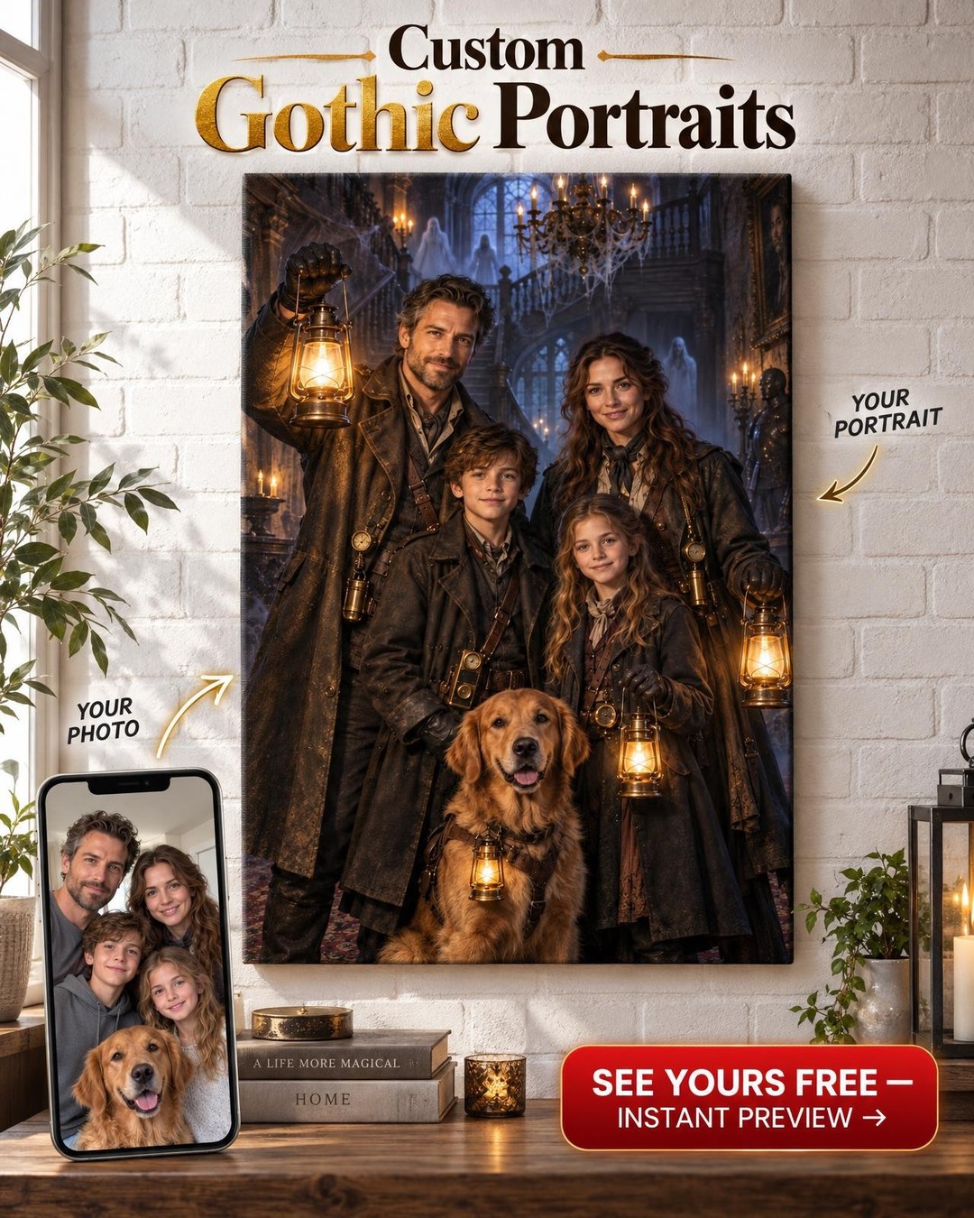Ghost Hunters Halloween Custom Portrait from Photo | Personalized Gift
