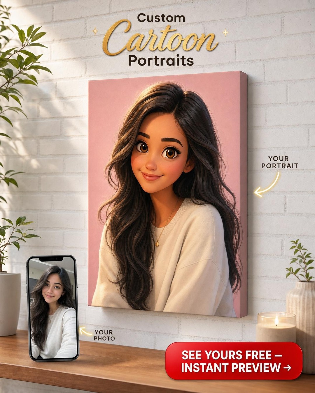 Custom Pixar Woman Portrait — Whimsical Art from Photo