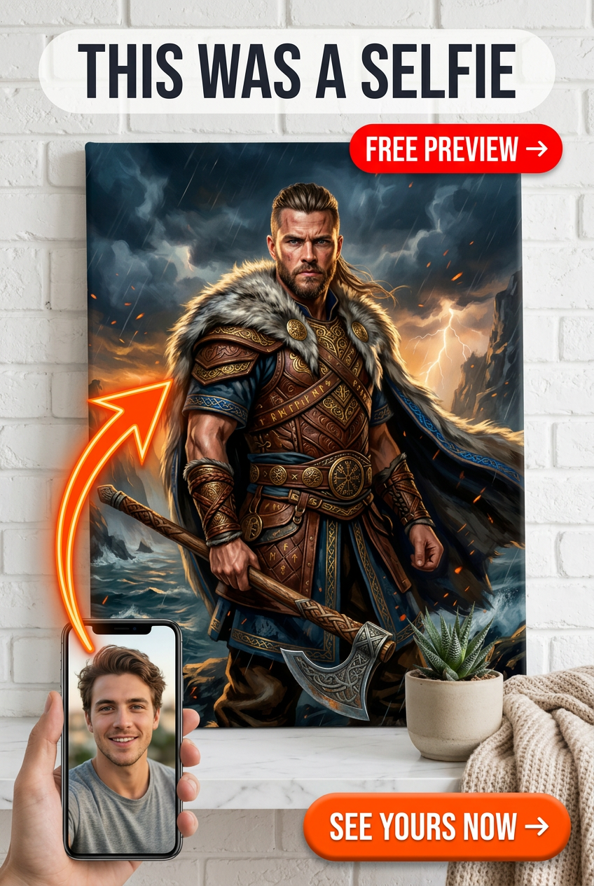 Episch Viking Valor Rising gepersonaliseerd portret voor persoon
