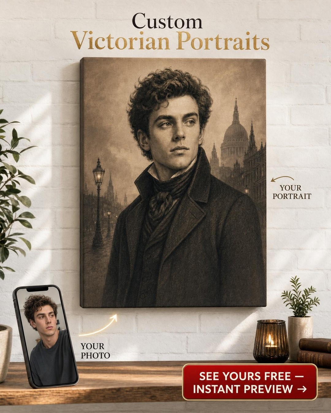 Victorian Fugitive Wanted Poster Custom Portrait from Photo | Personalized Gift