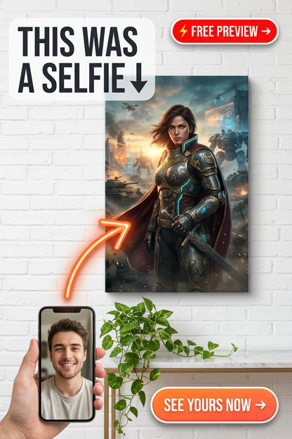 Custom Sci-Fi Single Man Portrait — Heroic Armor Canvas