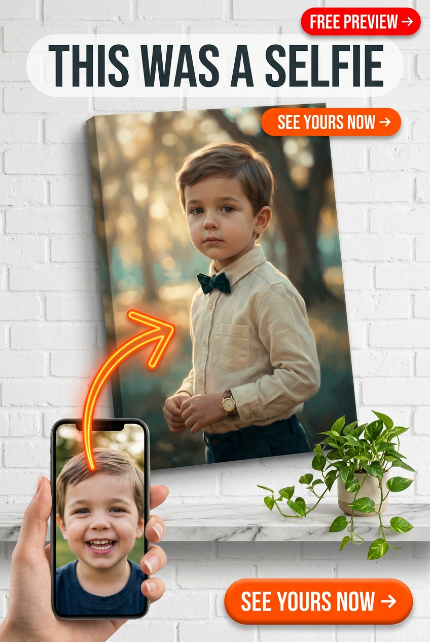 Custom Renaissance Boy Portrait — Serene Canvas with Bow Tie & Watch