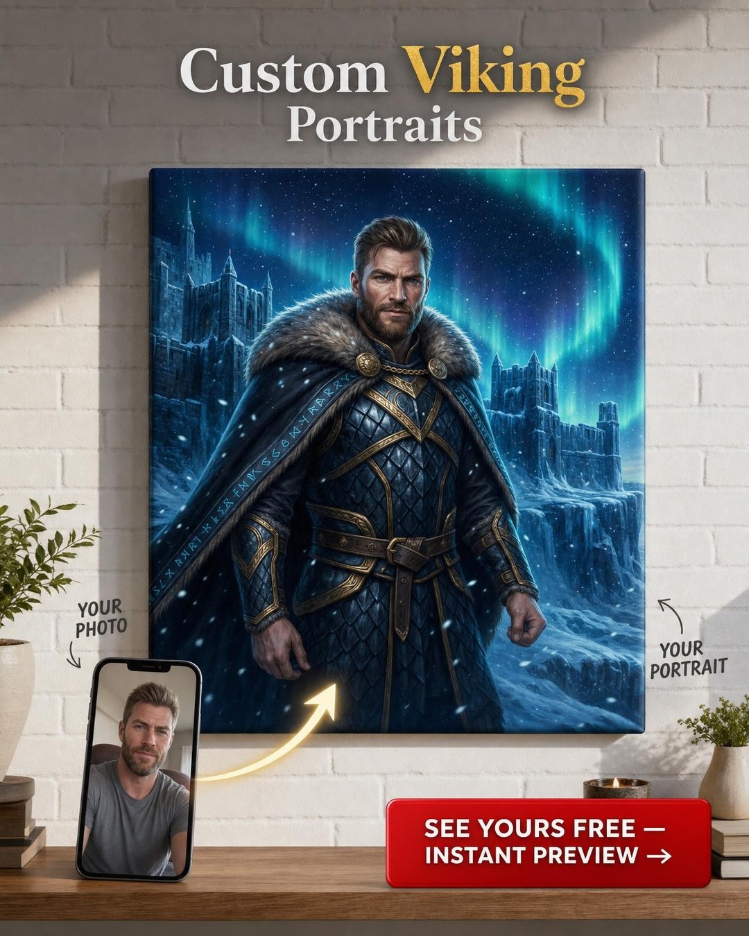 Legendární Frostfire Valkýra Portrét na Plátně pro Něj