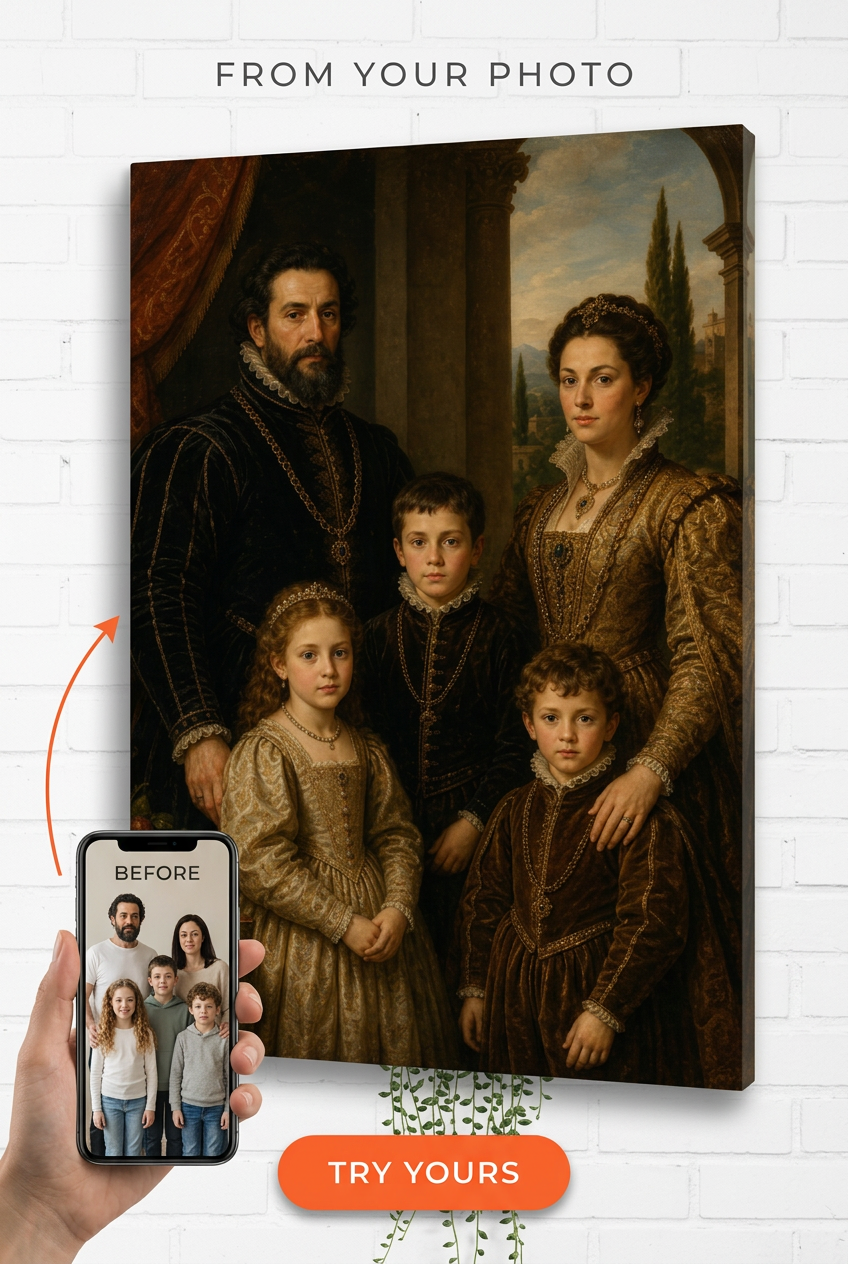 Custom Renaissance Family Portrait — Regal Canvas from Photo