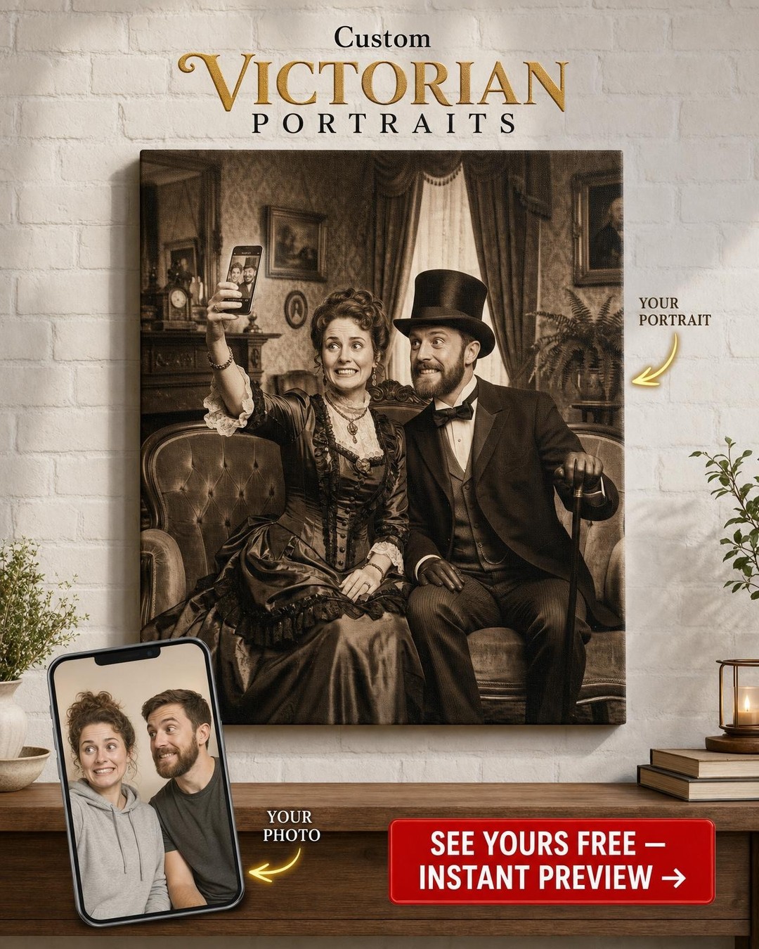 Custom Steampunk Couple Portrait — Whimsical AI Art from Photo