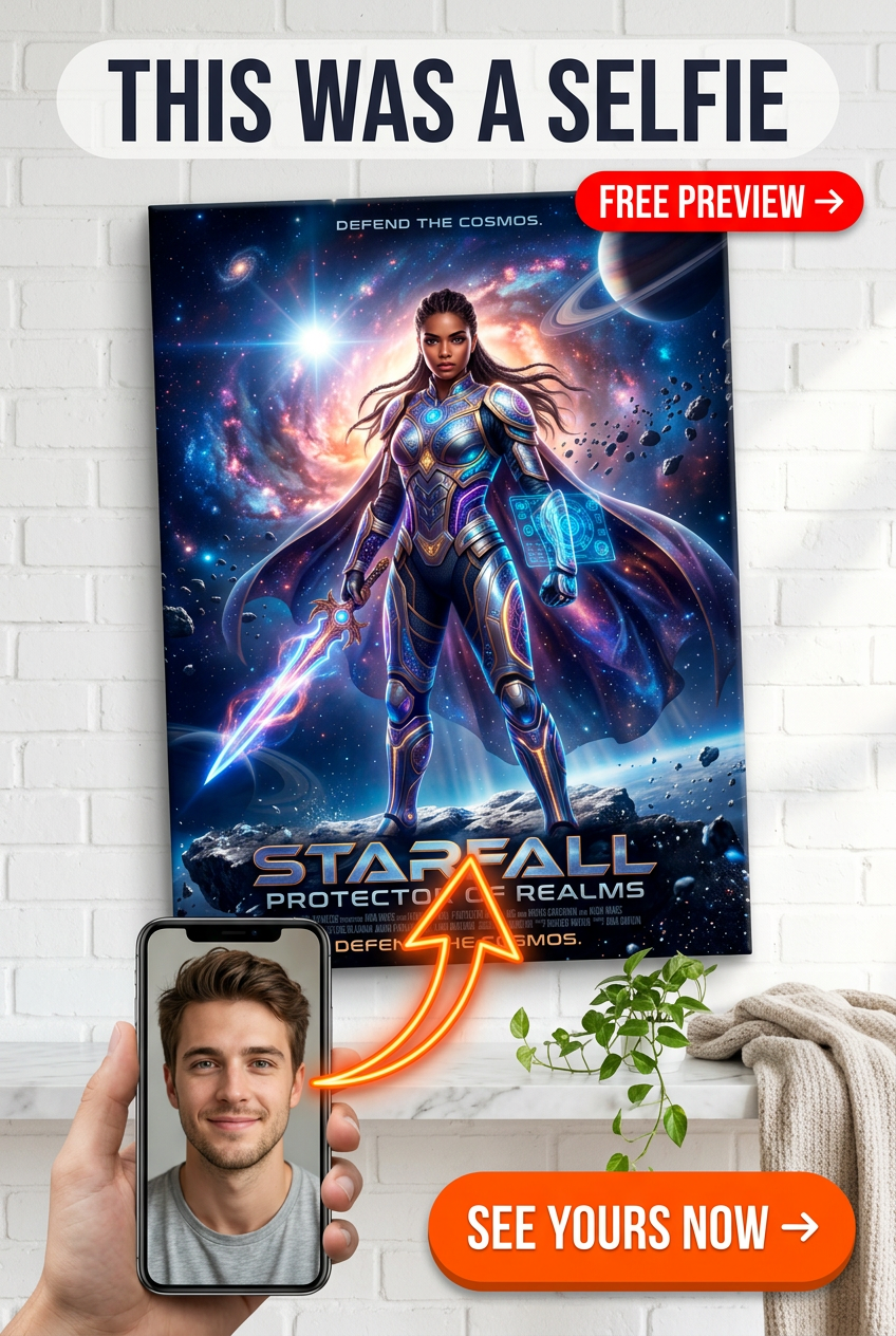 Custom Sci-Fi Woman Portrait — Heroic Space Warrior Canvas