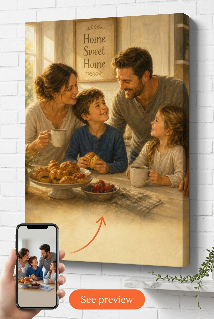 Gifts for New Homeowners — Cozy Family Gathering Canvas from Photo