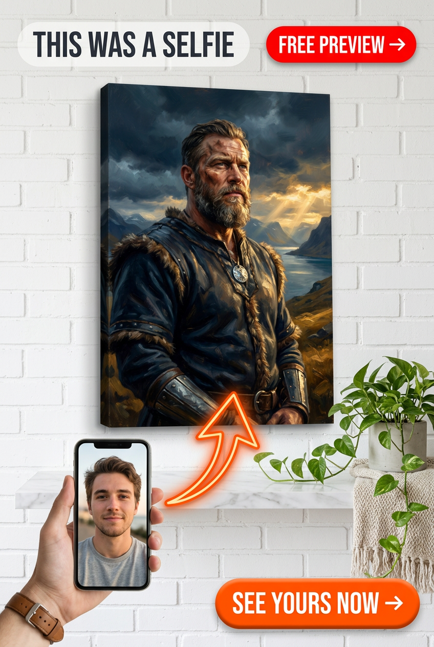 Custom Viking Warrior Portrait for Man — Heroic Canvas Art
