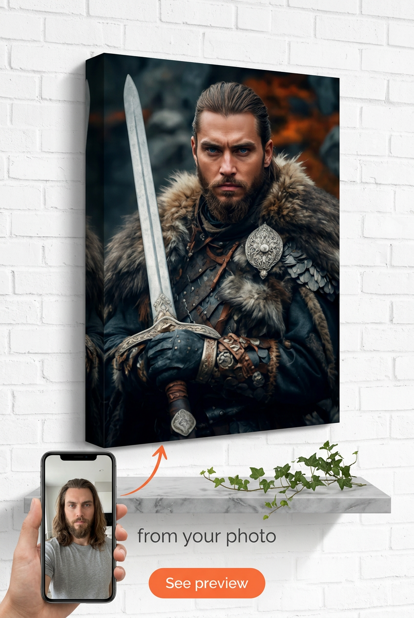 Viking Warrior Portrait | Custom Norse Artwork from Your Photo