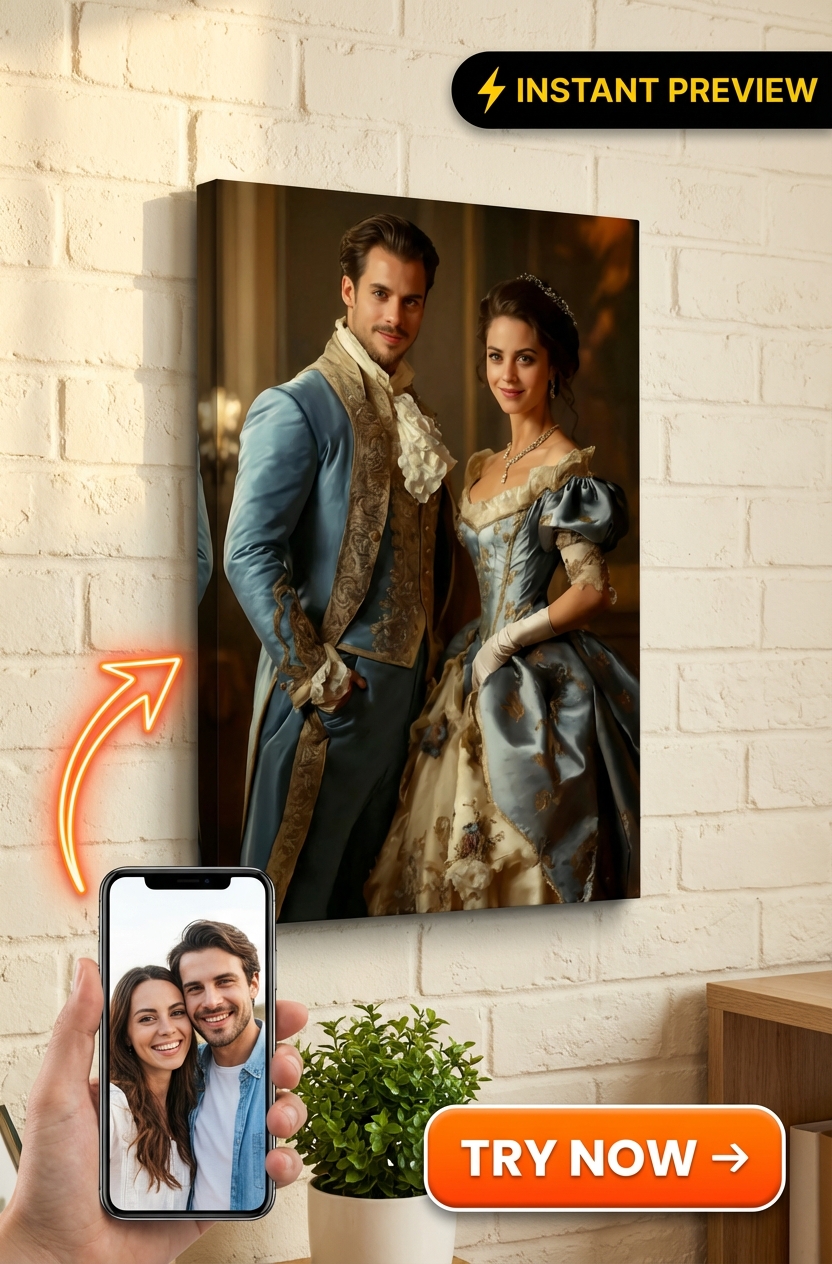 Royal-Inspired Custom Portrait from Photo | Personalized Gift for Couples