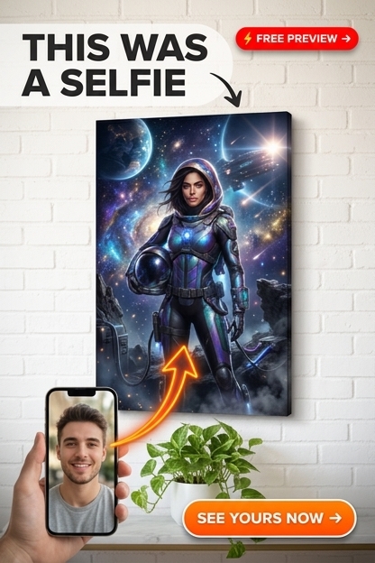 Custom Astronaut Man Portrait — Heroic Space Hero Canvas