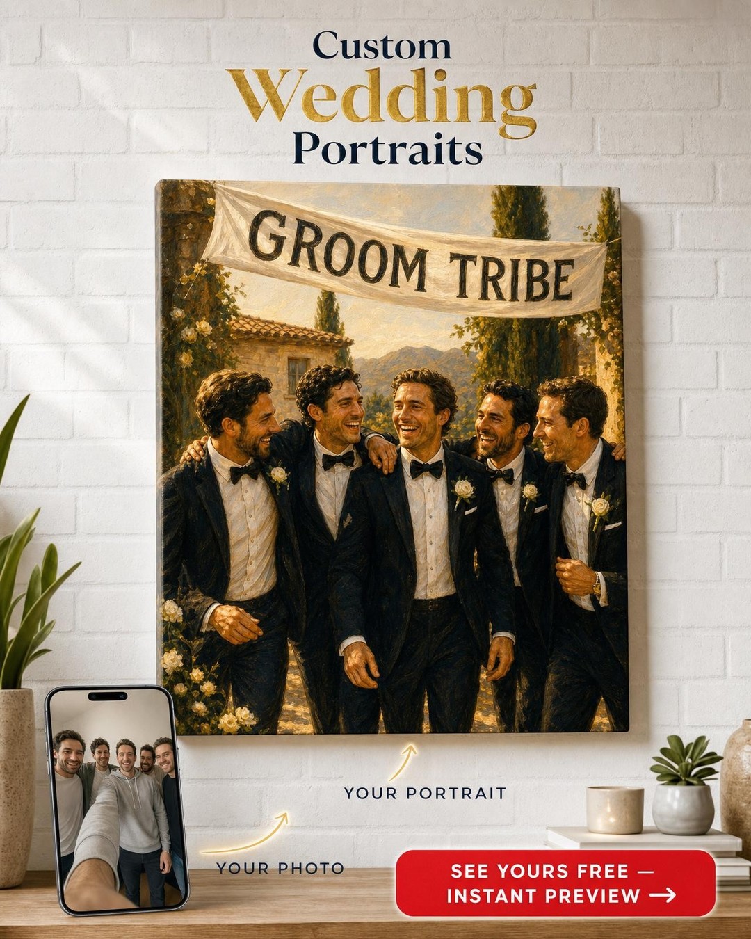 Groomsmen Gift — Groom Tribe Celebration Canvas from Photo