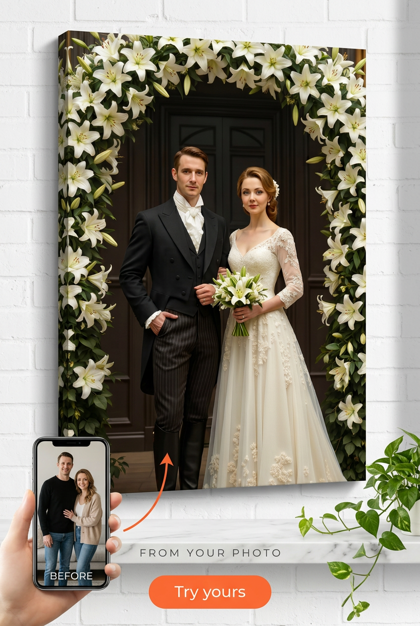 Elegant Wedding Costume Custom Portrait from Photo | Personalized Undefined Gift