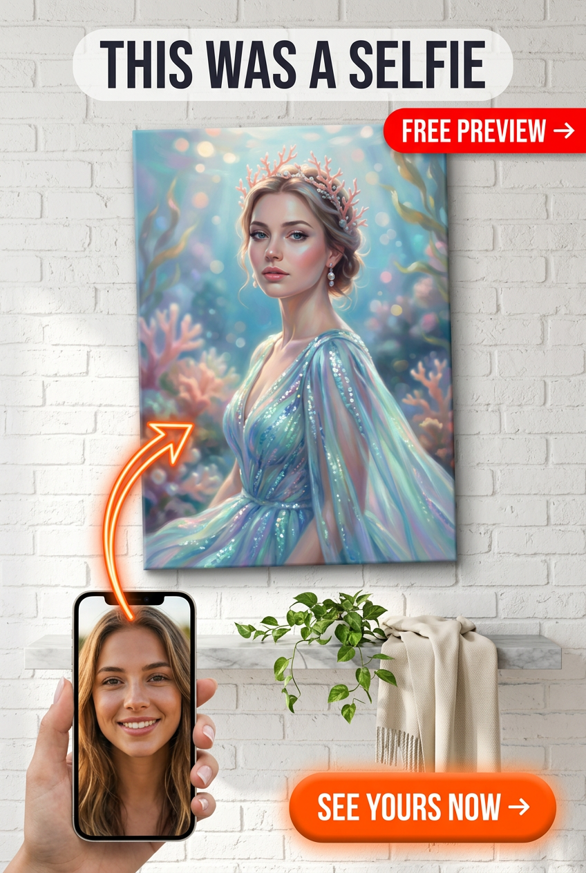 Portrait de Muse Sirène Magique Personnalisé pour Lui