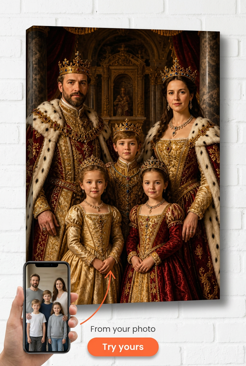 Custom Royal Family Portrait — Regal Canvas from Photo