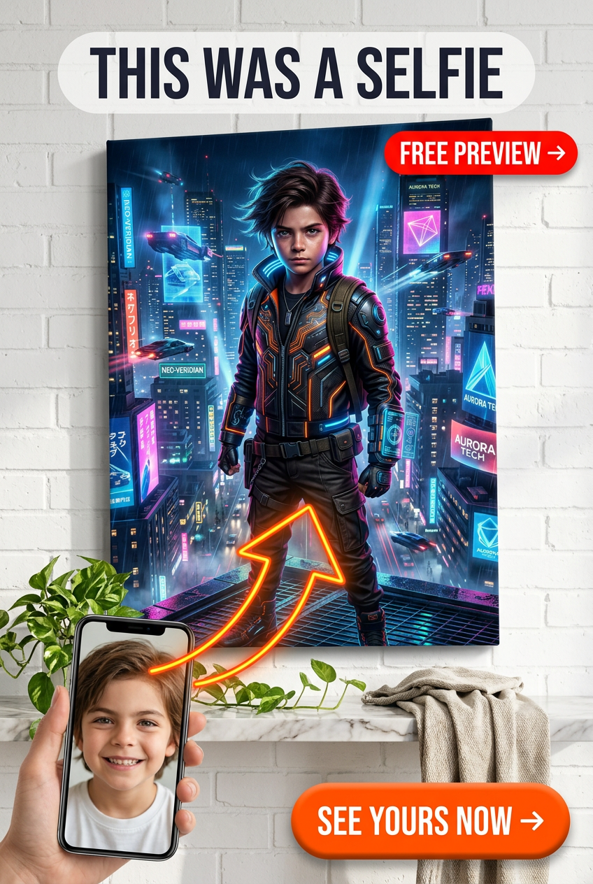 Neondromen: Cyberpunk Portret van een Jongen