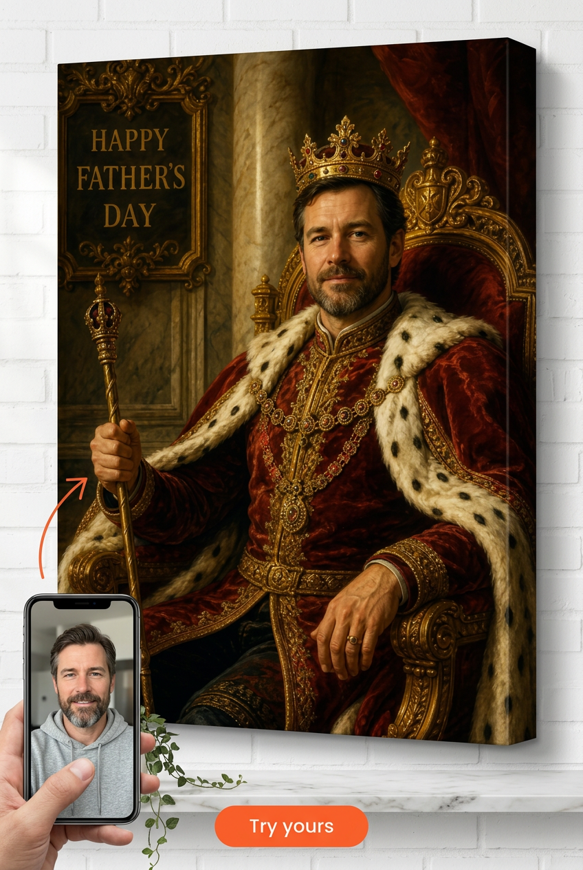 Custom Royal Man Portrait — Regal Father's Day Gift from Photo