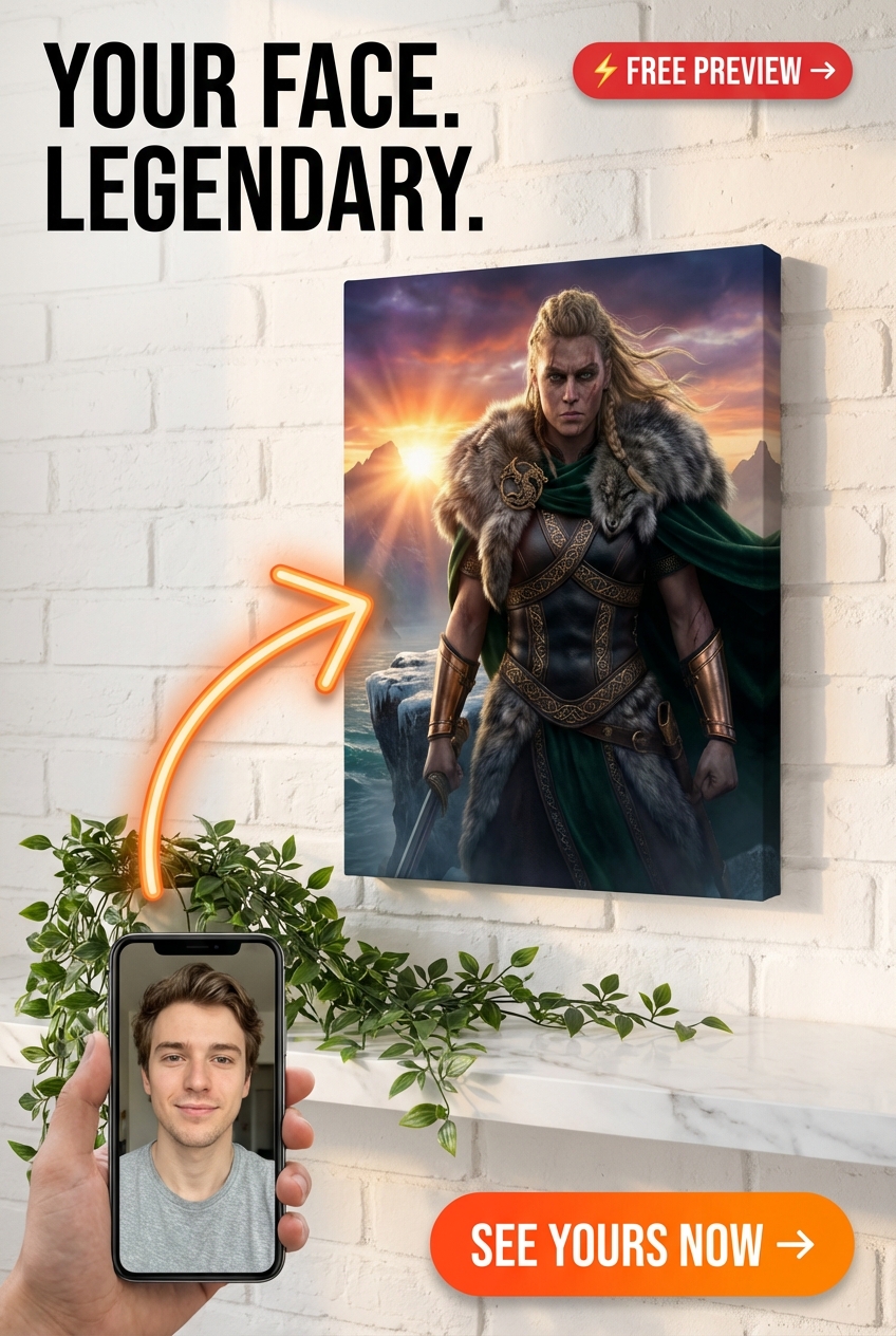 Custom Viking Man Portrait — Regal Warrior from Photo Canvas