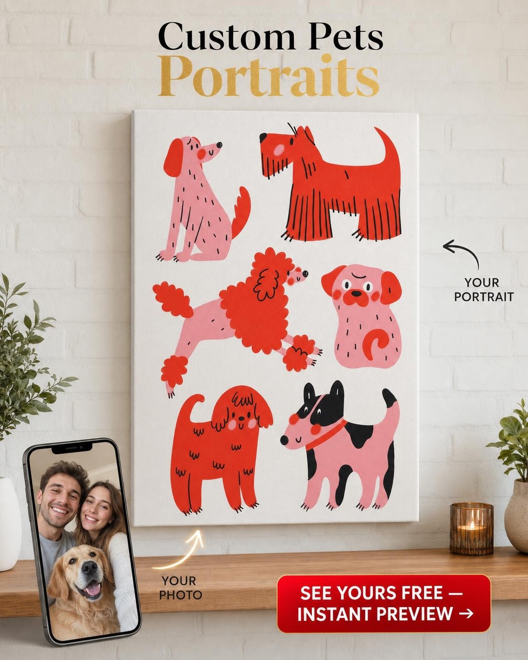 Premium Portrait Canvas Custom Portrait from Photo | Personalized Gift
