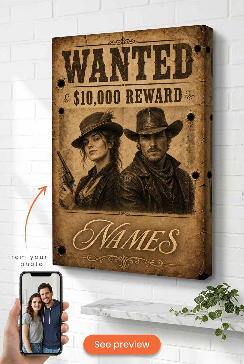 Custom Wanted Poster — Vintage Western Poster Canvas from Photo