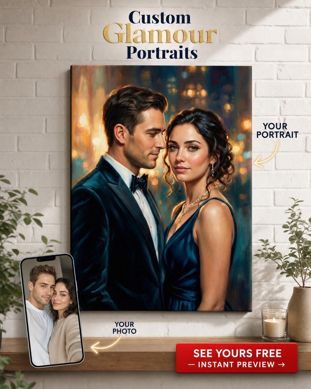 Custom Renaissance Couple Portrait — Romantic Canvas