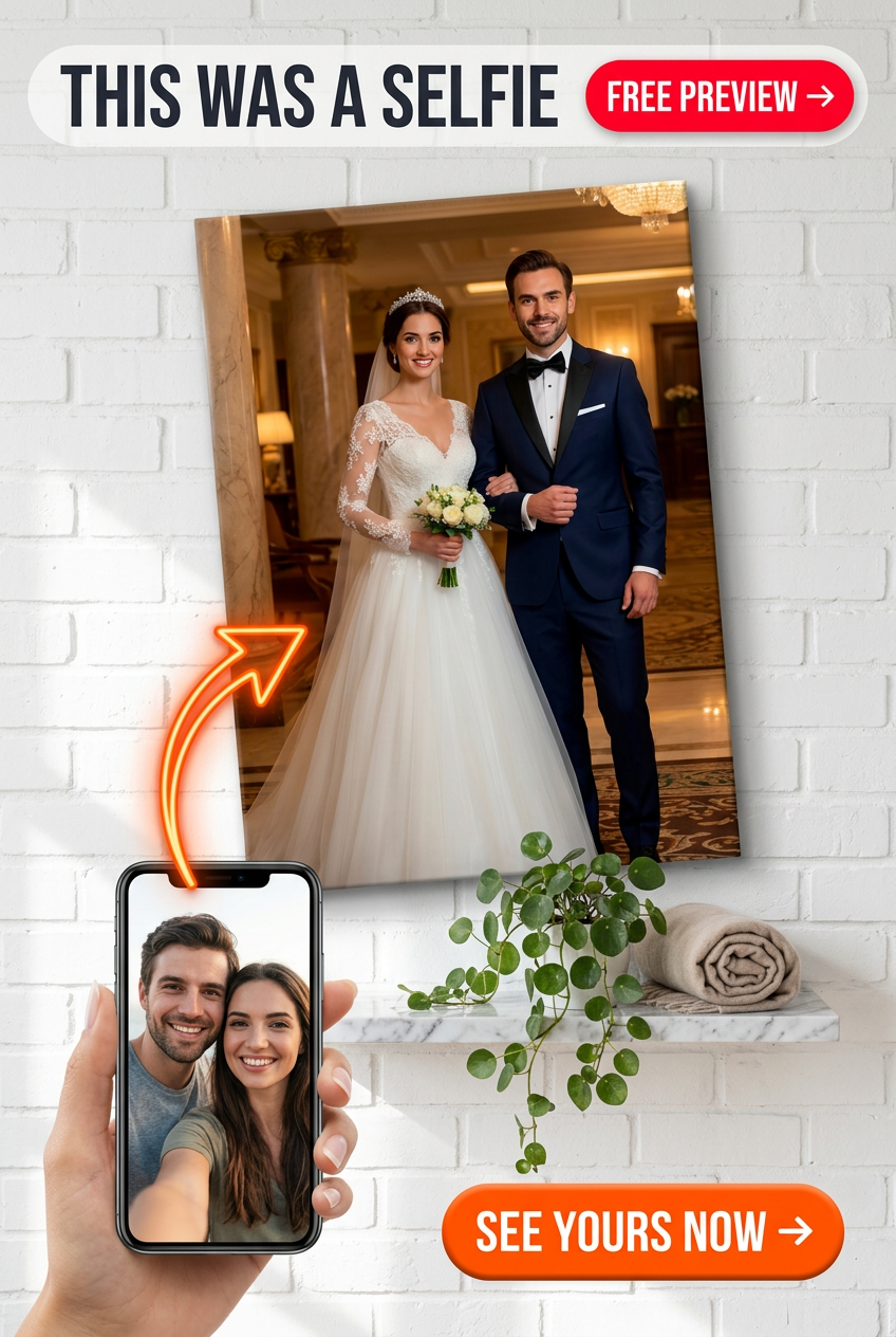 Retrato personalizado elegante de atuendo de boda a partir de foto | Regalo personalizado para pareja