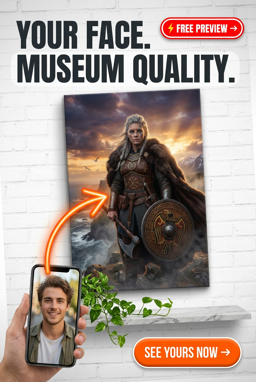Custom Viking Man Portrait — Regal Warrior Canvas from Photo