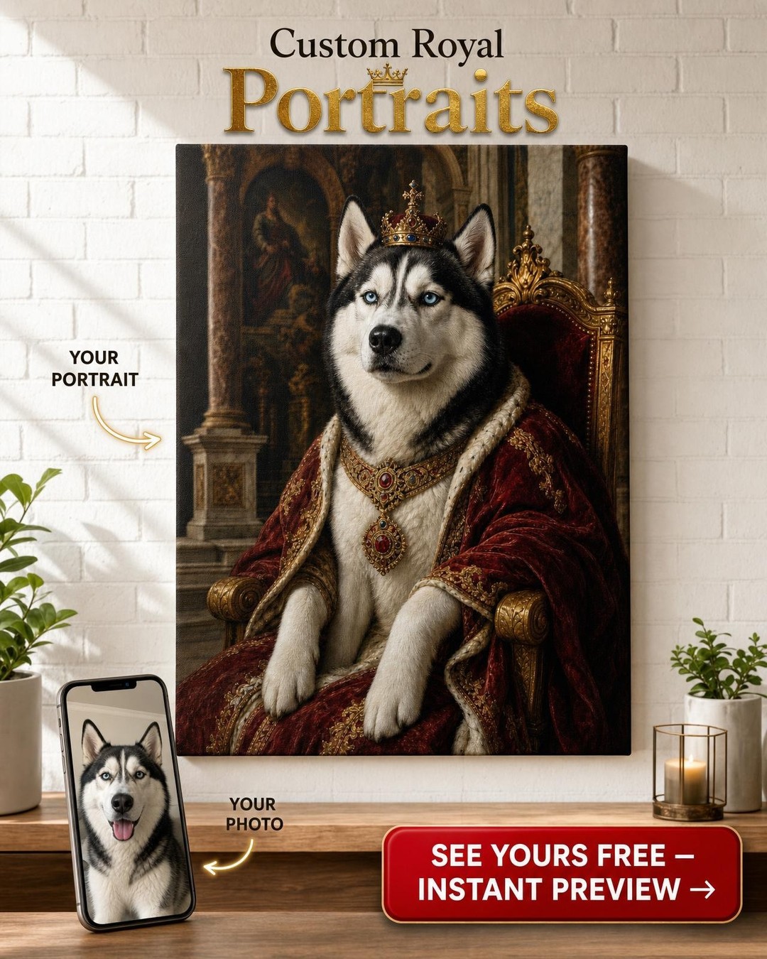 Regal Custom Pet Portraits — Royal Dog Canvas Art