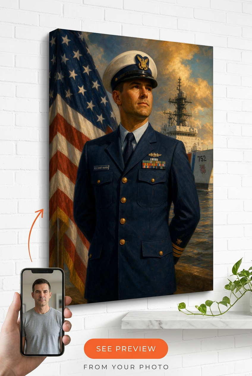 Coast Guard Service Custom Portrait from Photo | Personalized Gift