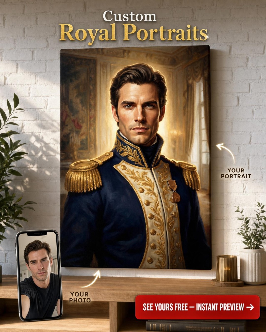 Royal Military Portrait - Custom Canvas Art