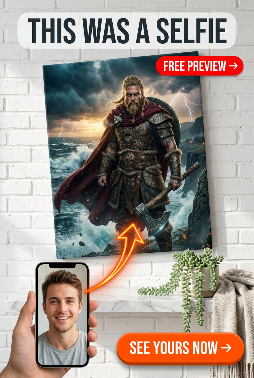 Custom Viking Warrior Portrait for Men — Regal Canvas Art