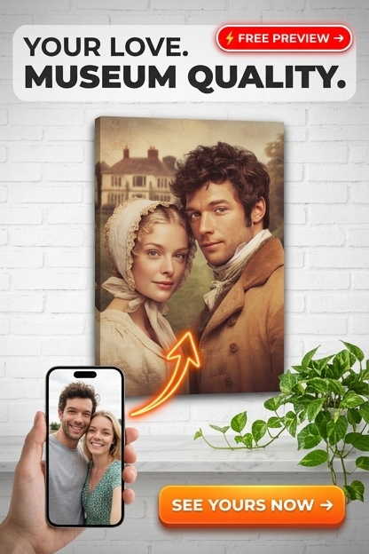 Regency-era Custom Portrait from Photo | Personalized Gift for Couples