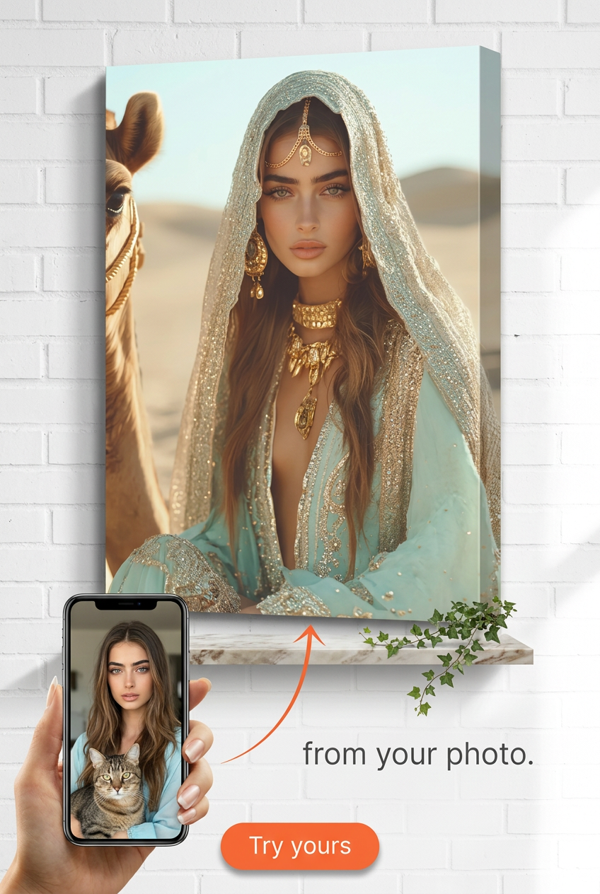 Desert-Themed Custom Portrait from Photo | Personalized Gift for Her