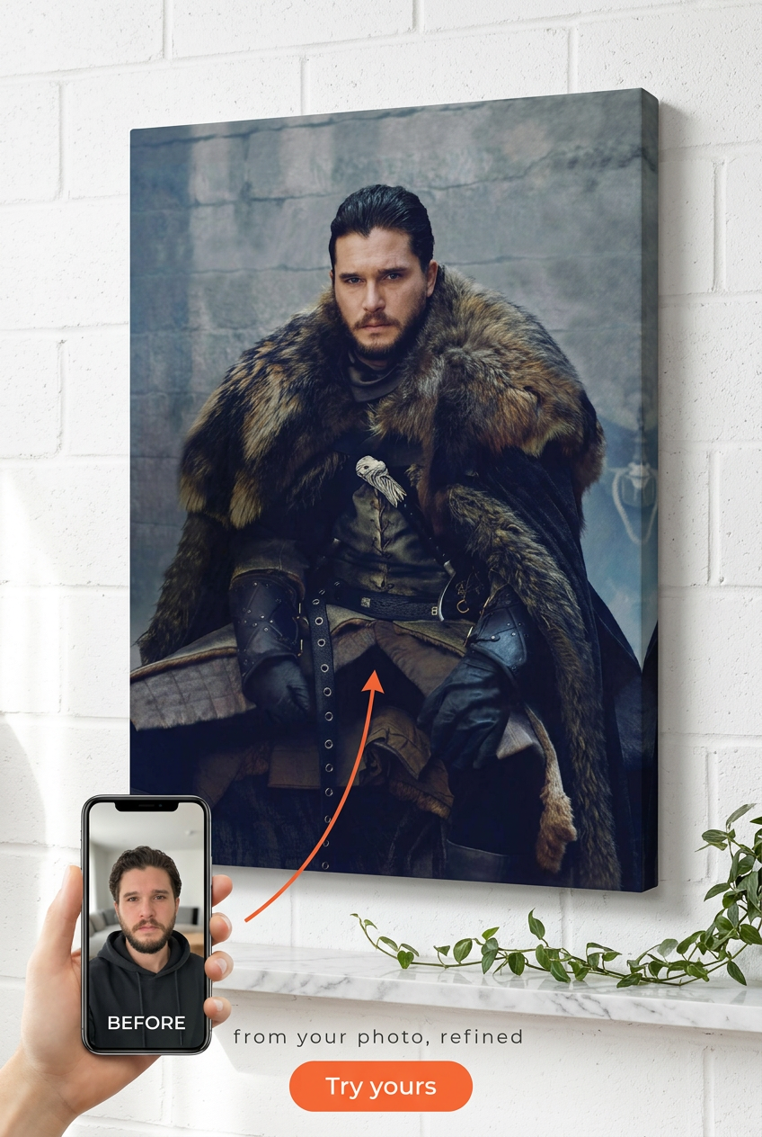 Custom Medieval Warrior Portrait | Personalized Canvas Gift