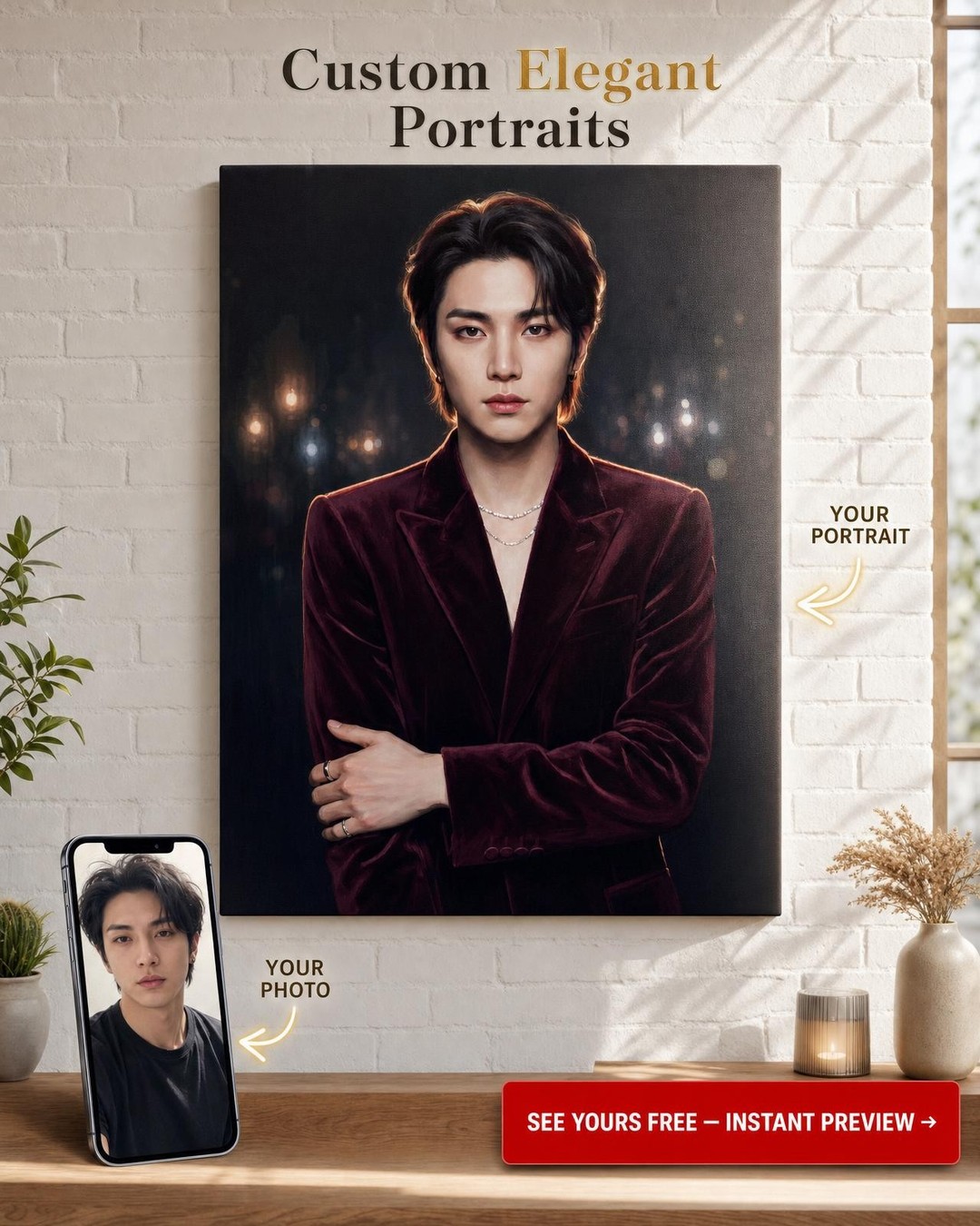 Custom Royal Single-Man Portrait — Whimsical Canvas Art