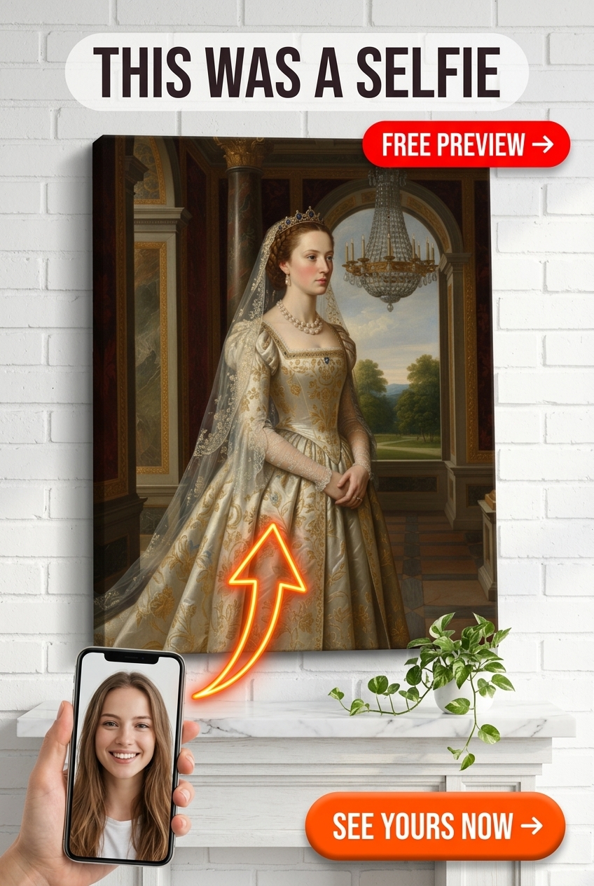 Custom Royal Woman Portrait — Regal Crown Canvas from Photo