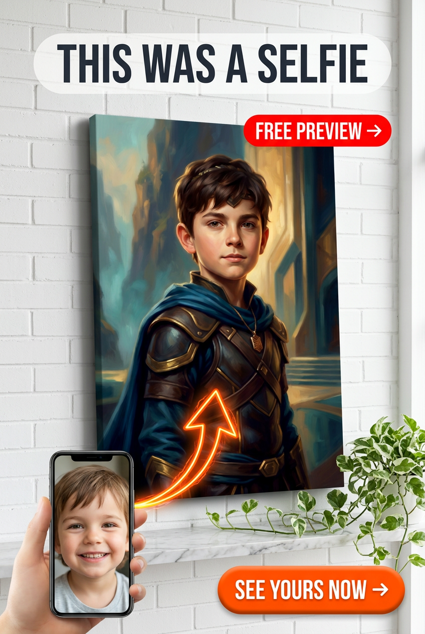 Cadeau Portrait Personnalisé Guerrier Noble pour Garçon