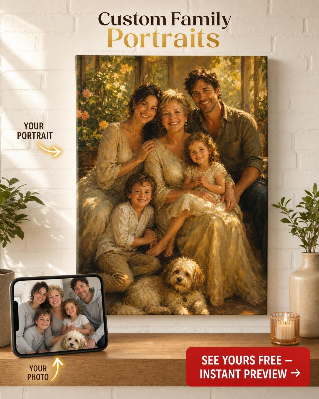 Mom's Whole World Custom Family Portrait