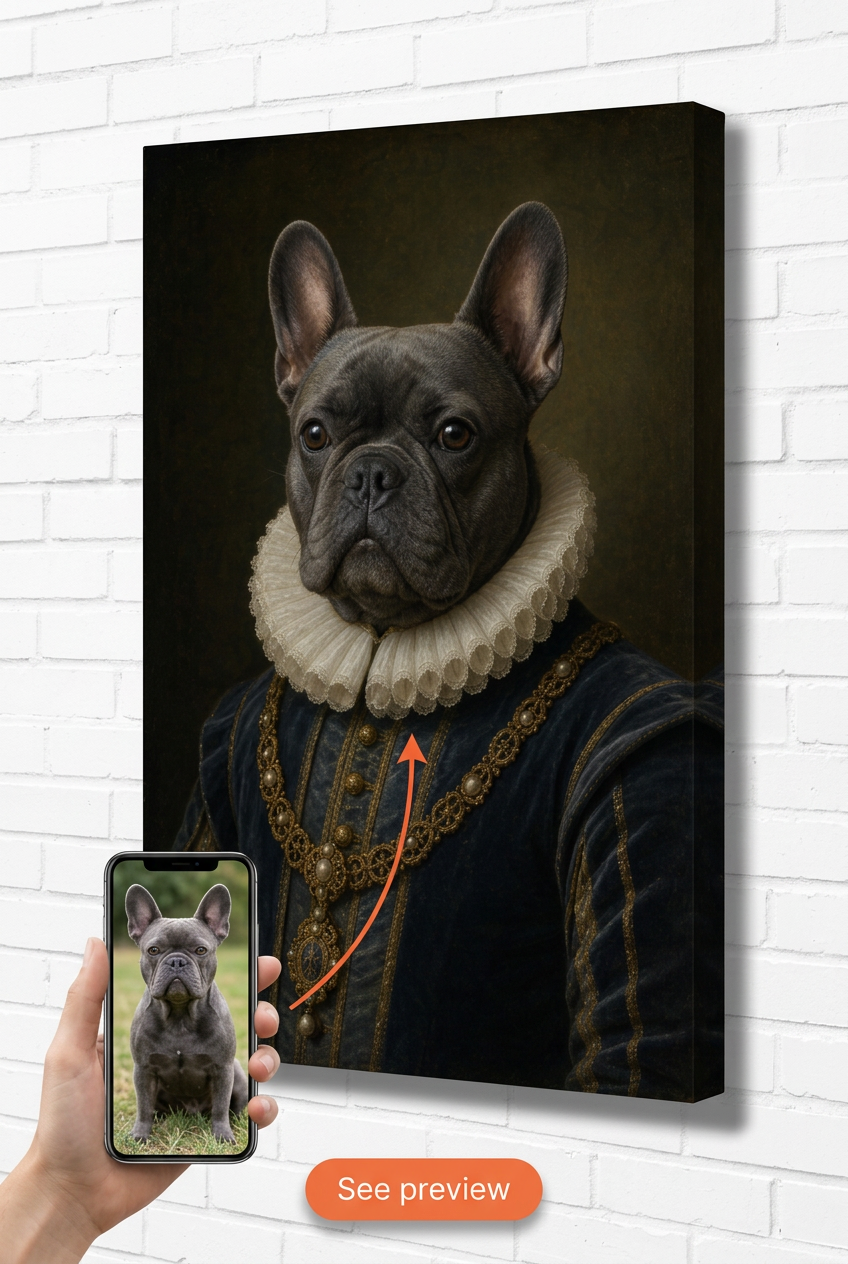 French Bulldog Renaissance Noble Custom Portrait | Premium Canvas Portraits