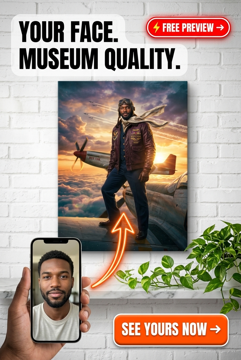 Custom Pilot Portrait for Men — Heroic Skyward Canvas
