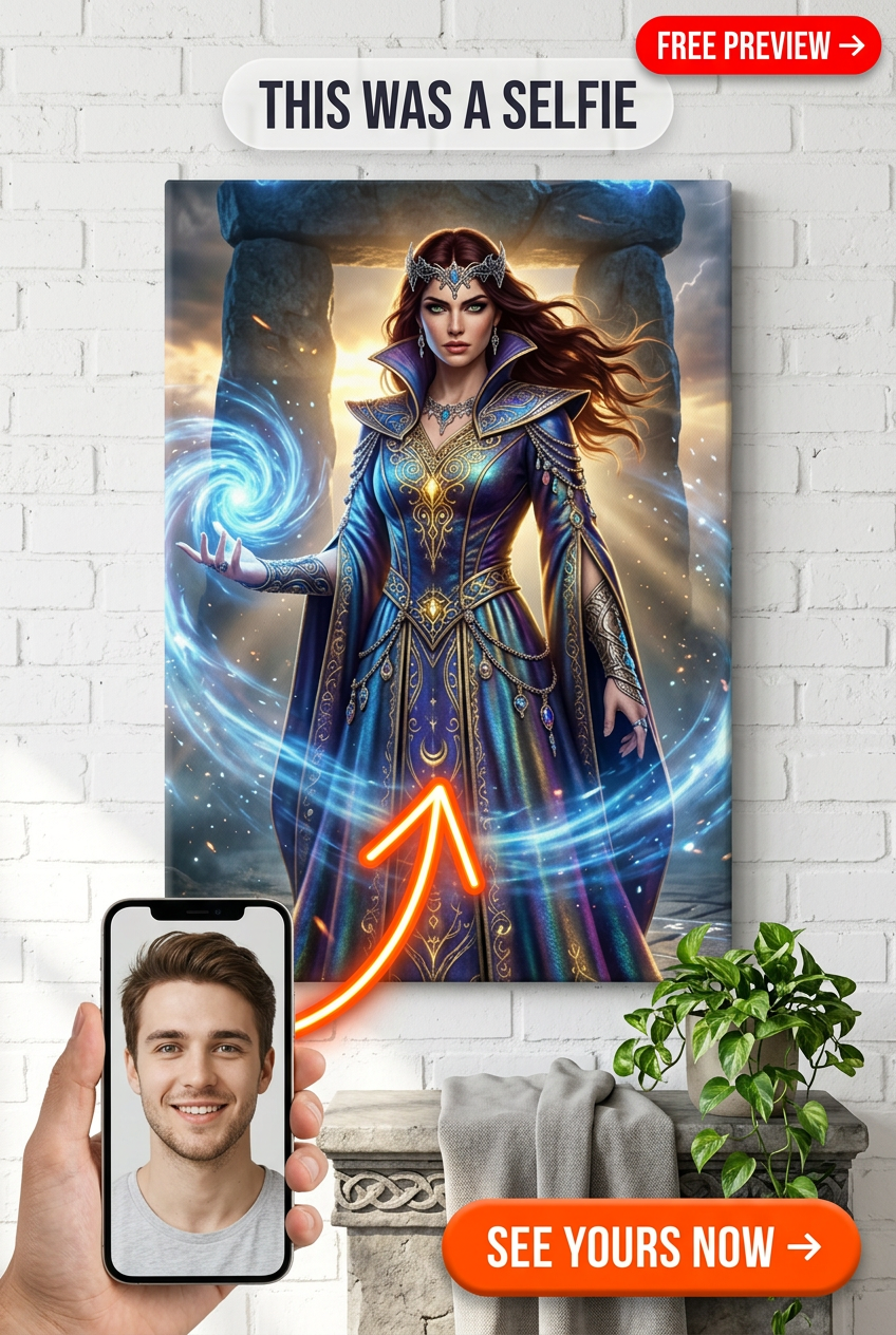 Custom Fantasy Woman Portrait — Heroic Magic from Photo Canvas
