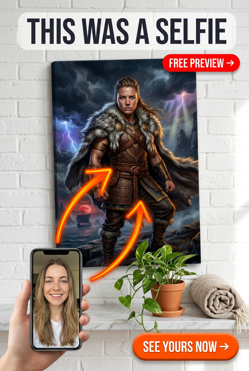 Viking Valor Gepersonaliseerd Portret Canvas – Epische Held