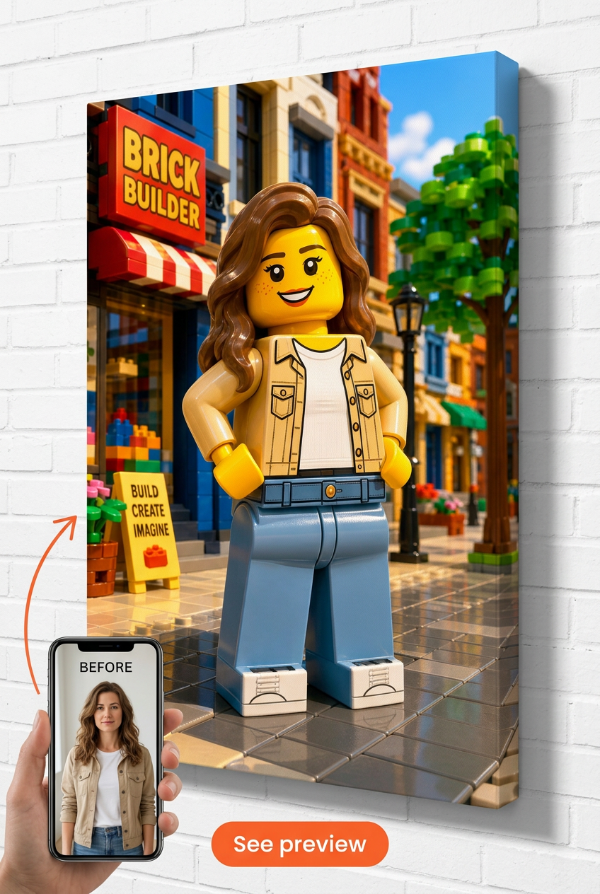 Custom Brick Minifigure Solo Hero Portrait from Photo | Personalized Gift