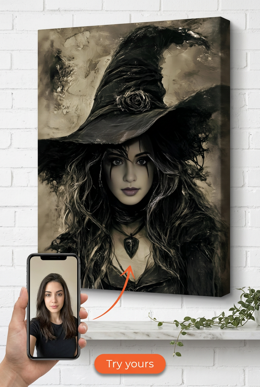Witch Portrait | Custom Dark Sorceress Artwork from Your Photo