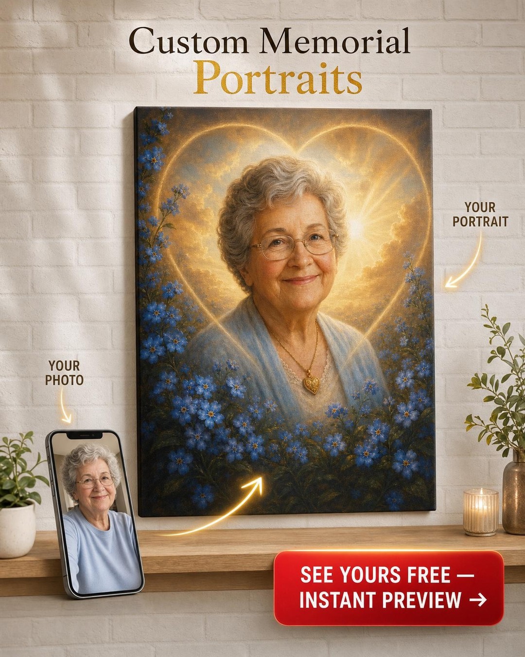 Custom Memorial Family Portrait — Forever in Our Hearts from Photo