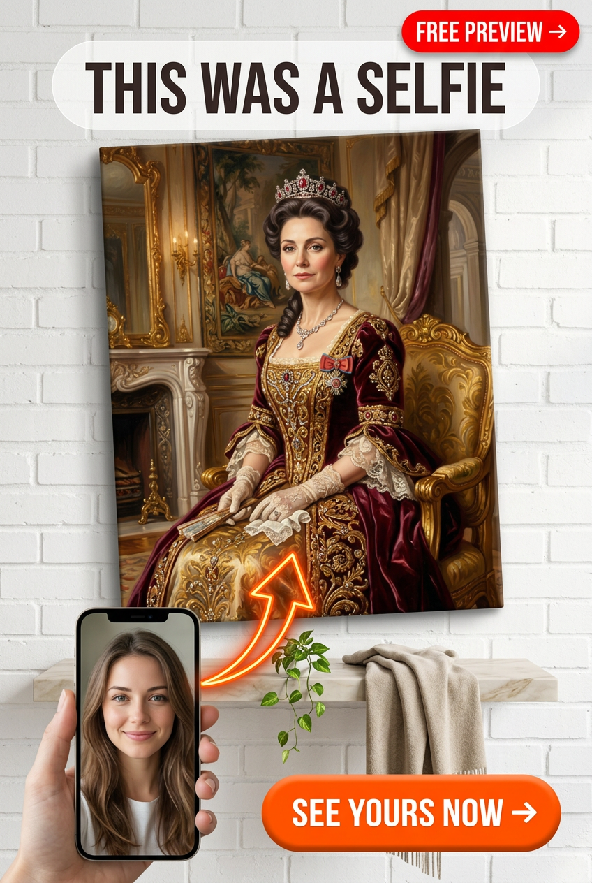 Custom Royal Woman Portrait — Regal Canvas from Photo